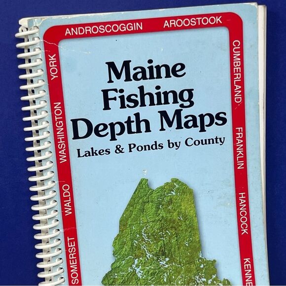 2015 Maine Fishing Depth Maps By County Spiral Bound Book - Picture 2 of 7